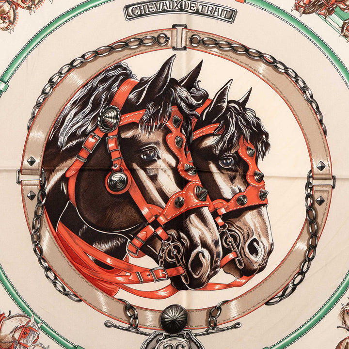 Hermès Carré Chevaux de Trait 90 Orange – vue 6 – GABY PARIS