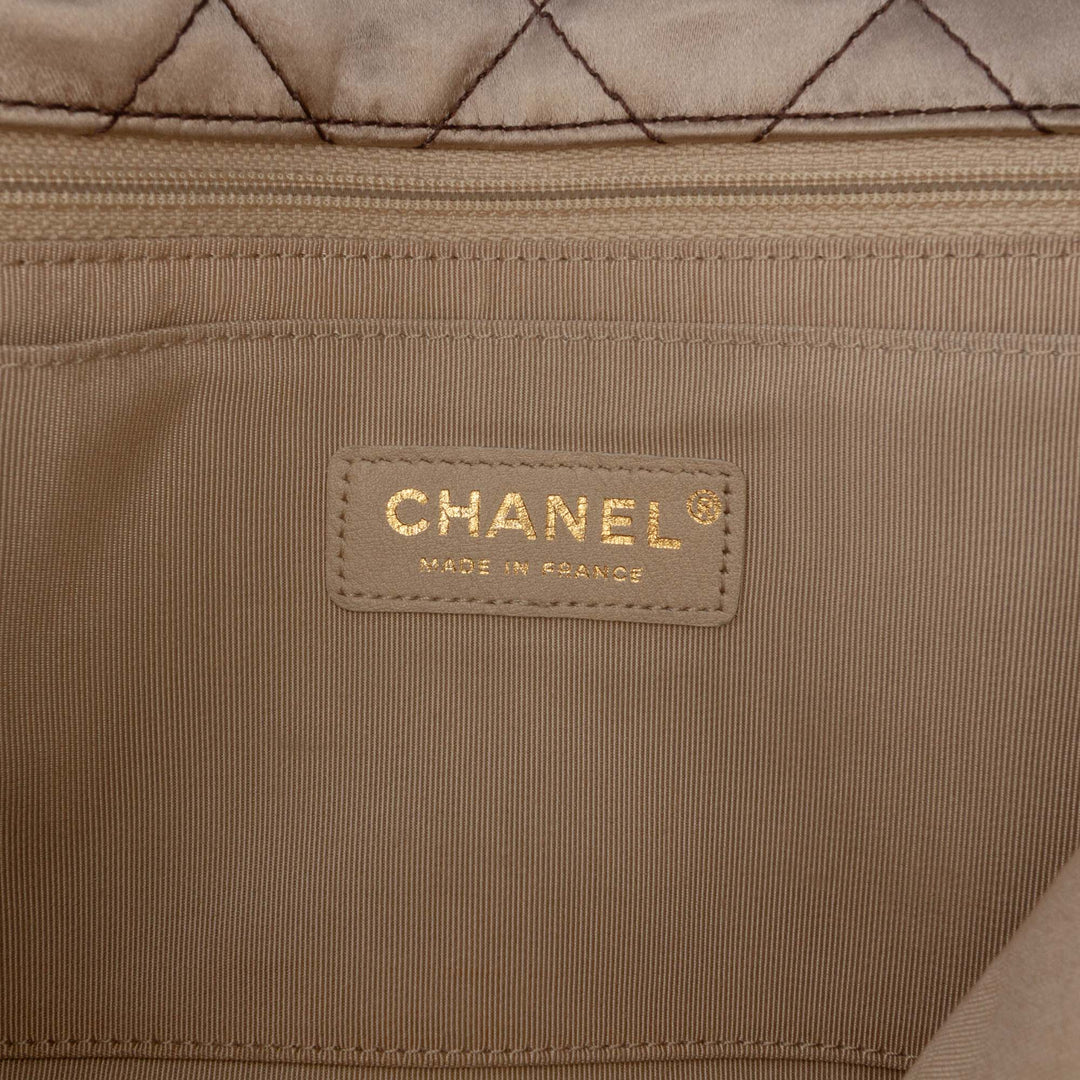 Medium Classic Quilted Metallic Tweed Single Flap Brown - Gaby Paris