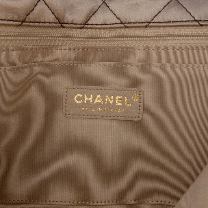 Medium Classic Quilted Metallic Tweed Single Flap Brown - Gaby Paris