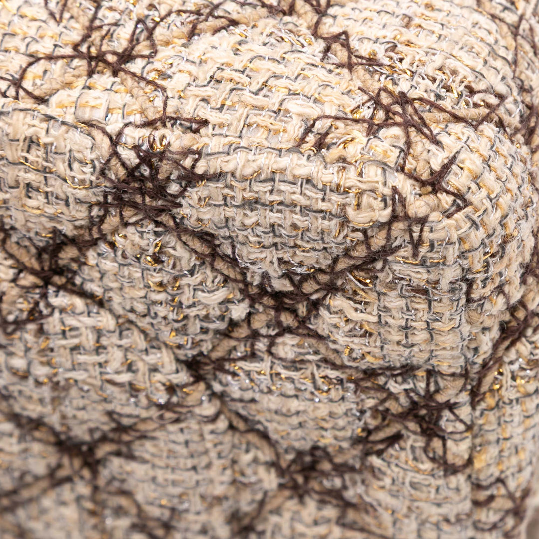 Medium Classic Quilted Metallic Tweed Single Flap Brown - Gaby Paris