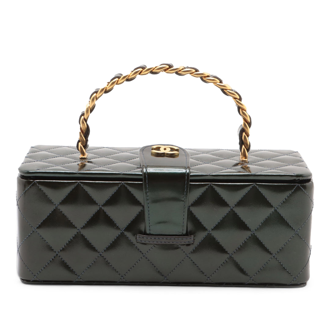 Chanel Quilted Cuir verni Vanity Boîte Vert – GABY PARIS Authentique