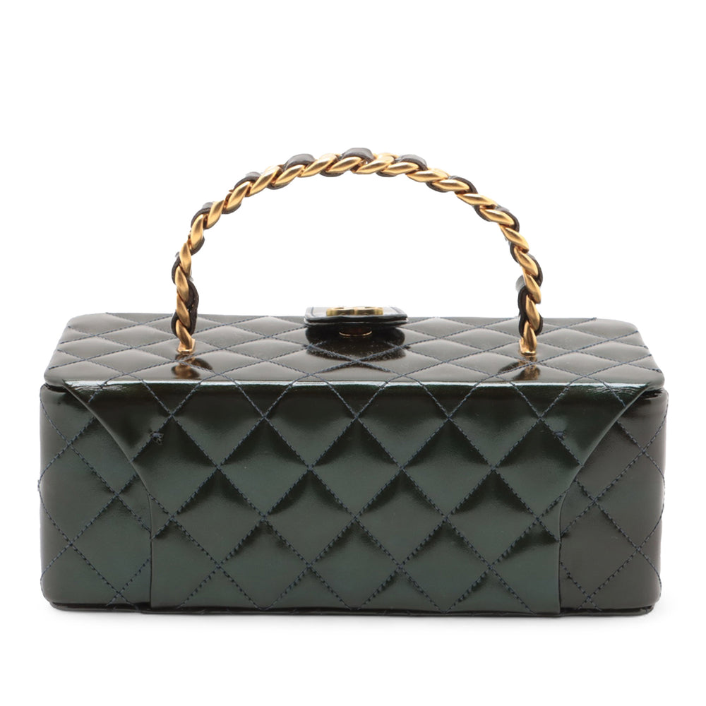 Chanel Quilted Cuir verni Vanity Boîte Vert – GABY PARIS Authentique