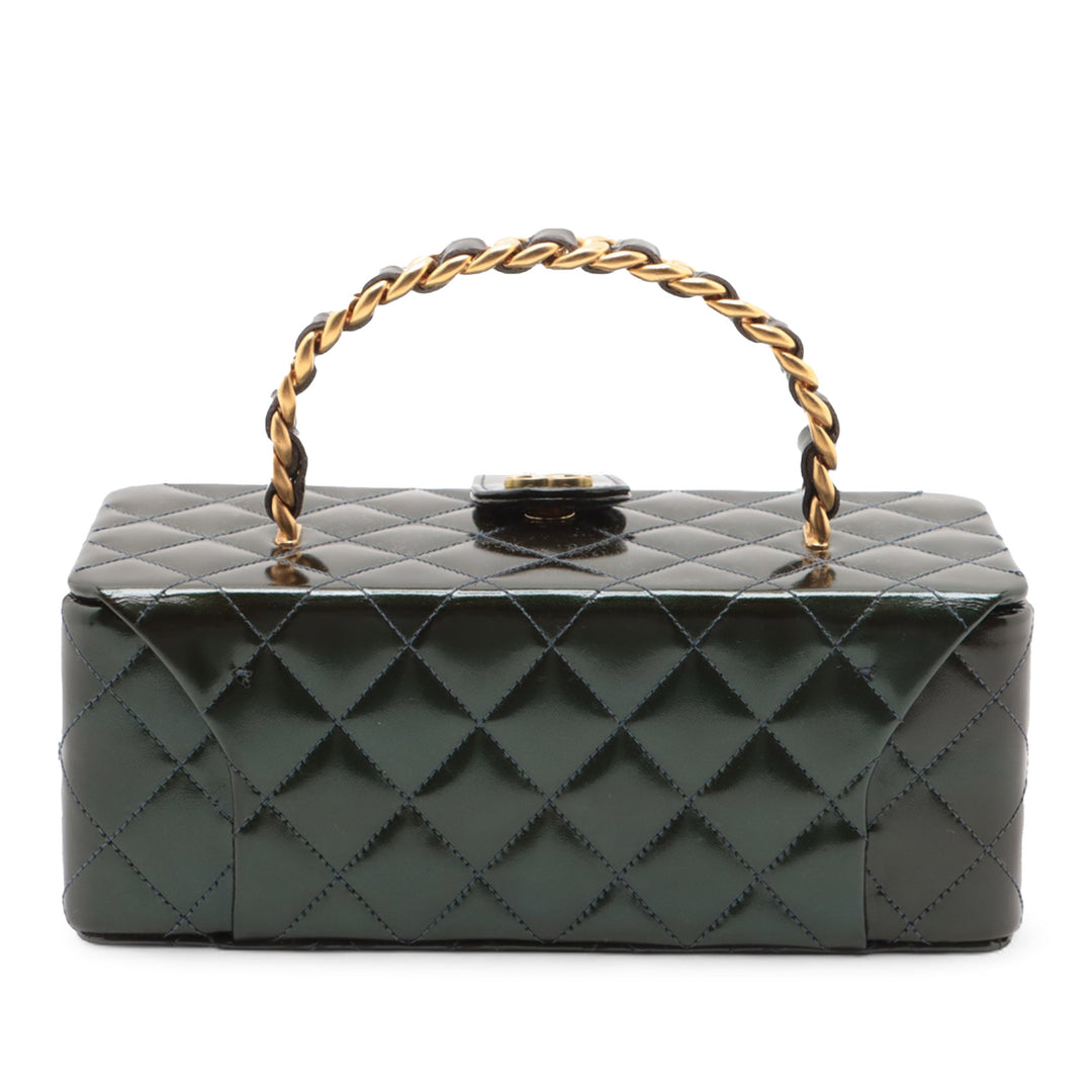 Chanel Quilted Cuir verni Vanity Boîte Vert – GABY PARIS Authentique