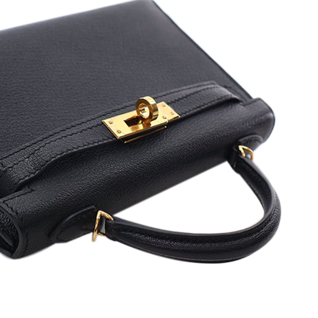 Hermès Mini Chevre Kelly II Sellier 20 Noir