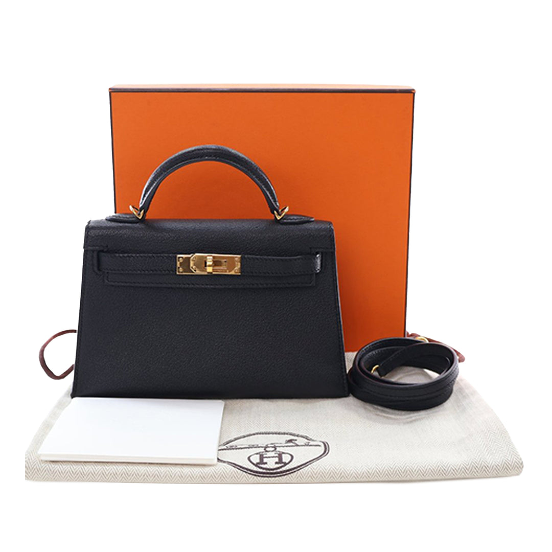 Hermès Mini Chevre Kelly II Sellier 20 Noir