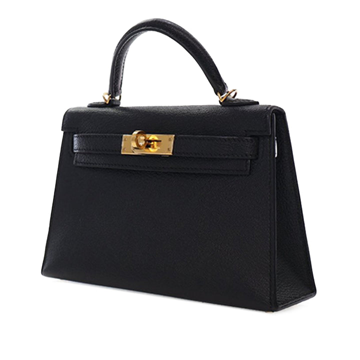 Hermès Mini Chevre Kelly II Sellier 20 Noir