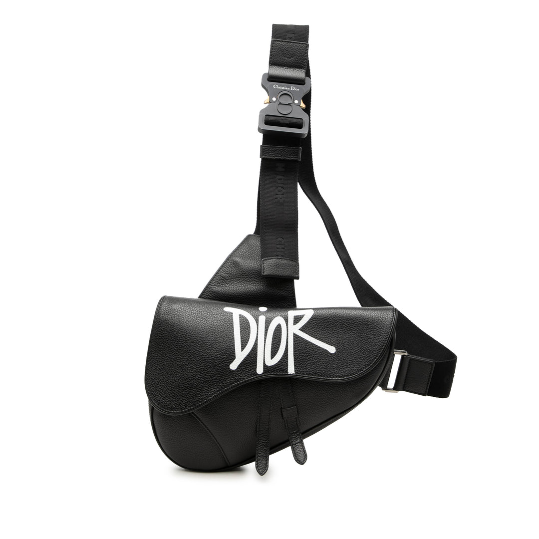 Dior Shawn Stussy Cuir de veau grainé Saddle Sac