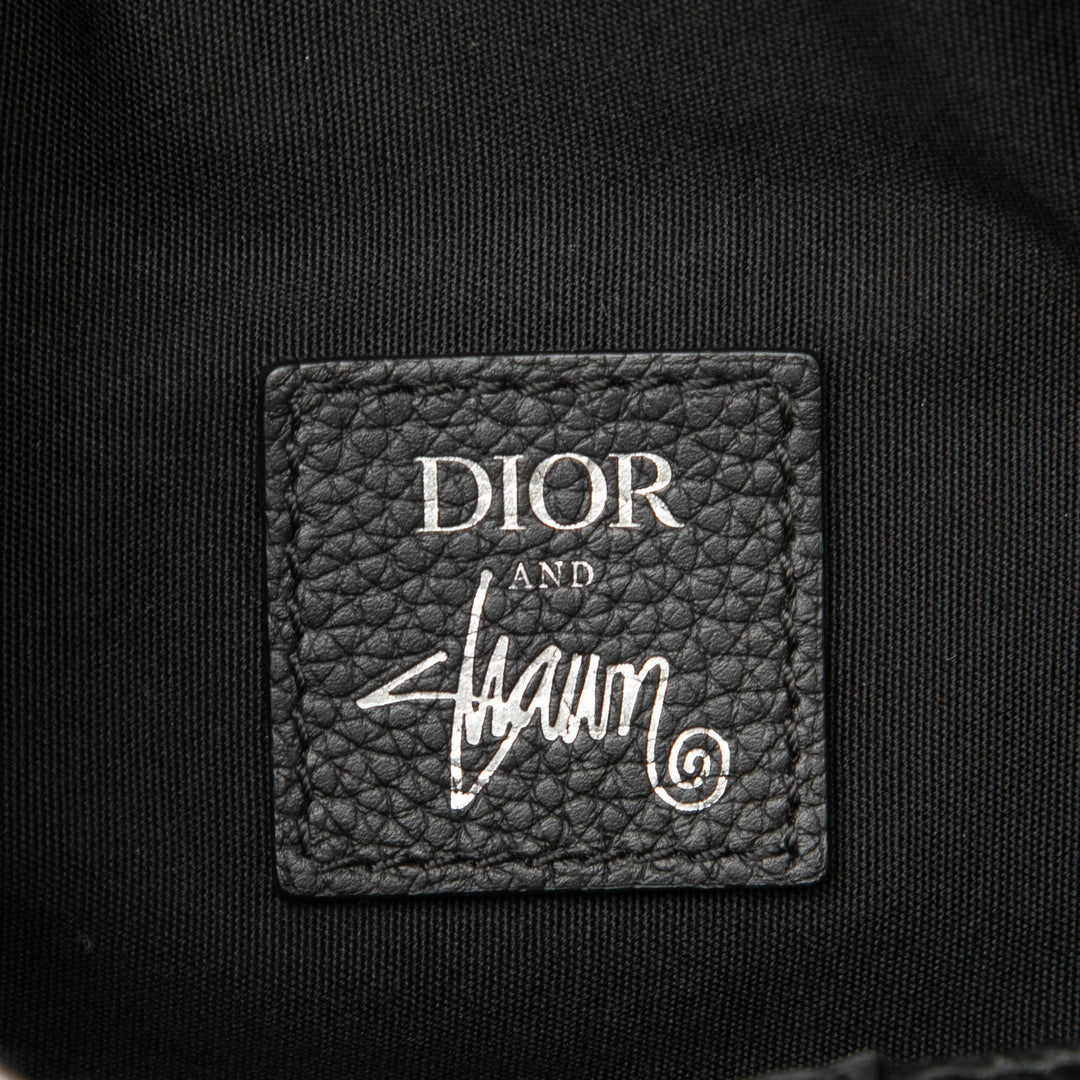 Dior Shawn Stussy Cuir de veau grainé Saddle Sac