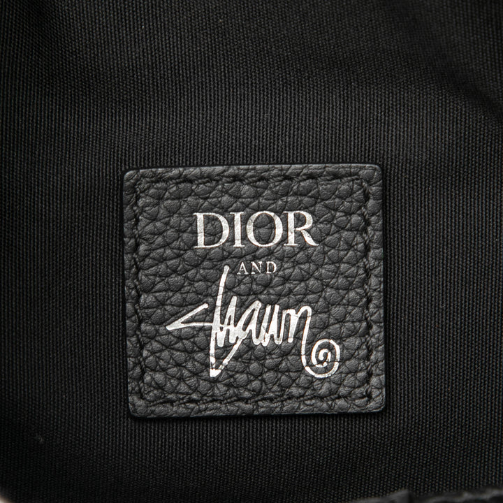 Dior Shawn Stussy Cuir de veau grainé Saddle Sac