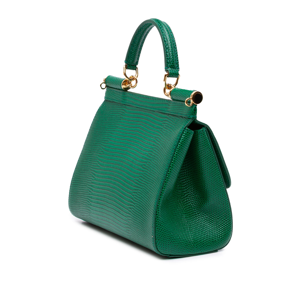 Dolce & Gabbana Iguana embossé Miss Sicily Sac Petit Cuir de veau Vert – vue 2 – GABY PARIS