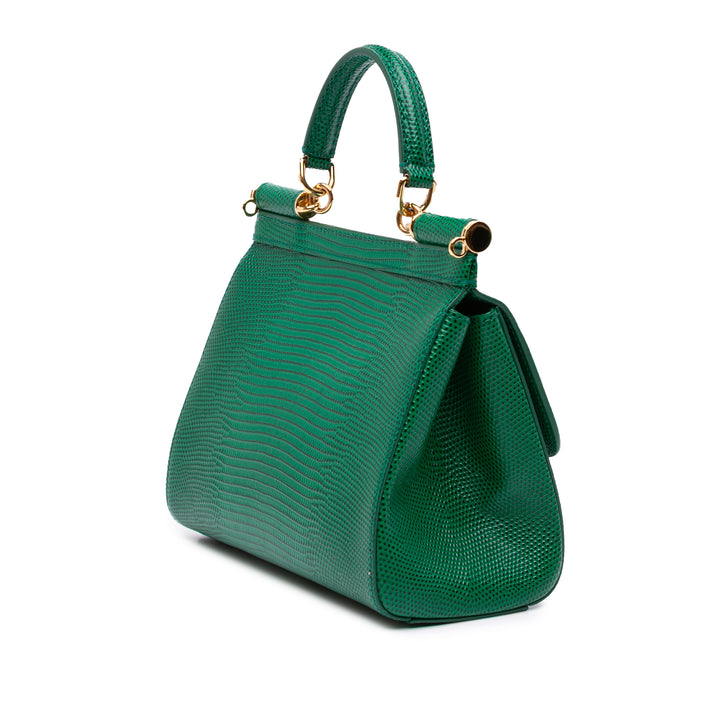 Dolce & Gabbana Iguana embossé Miss Sicily Sac Petit Cuir de veau Vert – vue 2 – GABY PARIS