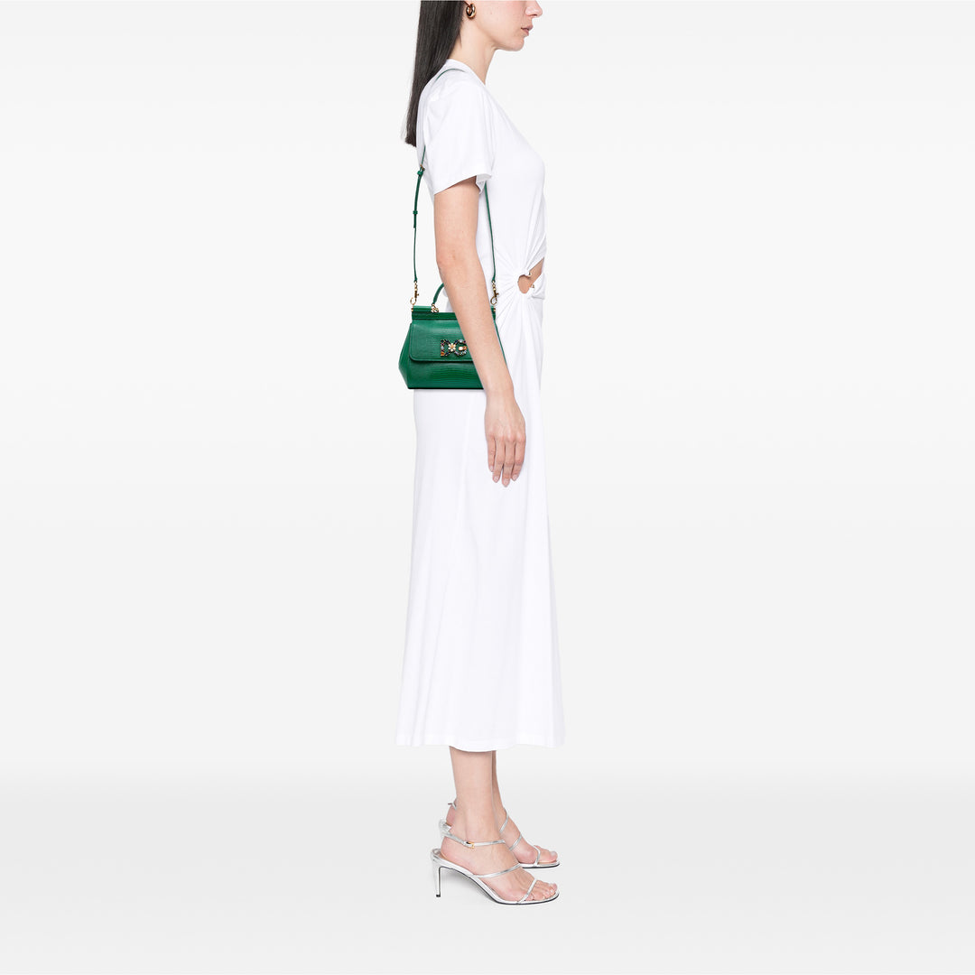 Dolce & Gabbana Iguana embossé Miss Sicily Sac Petit Cuir de veau Vert – vue 6 – GABY PARIS