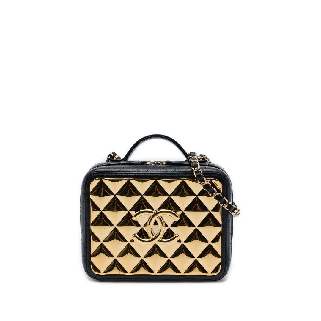 Chanel Golden Plate Vanity Moyen Cuir d'agneau Noir