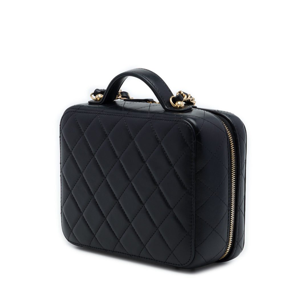 Chanel Golden Plate Vanity Moyen Cuir d'agneau Noir