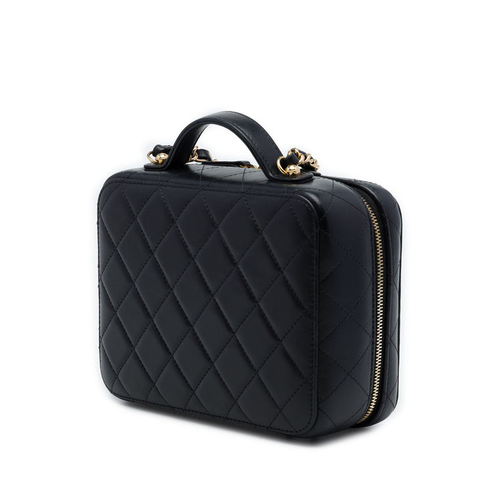 Chanel Golden Plate Vanity Moyen Cuir d'agneau Noir