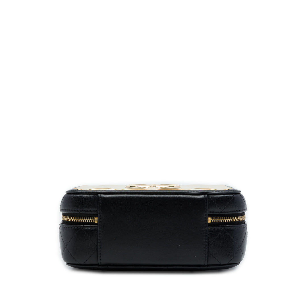 Chanel Golden Plate Vanity Moyen Cuir d'agneau Noir