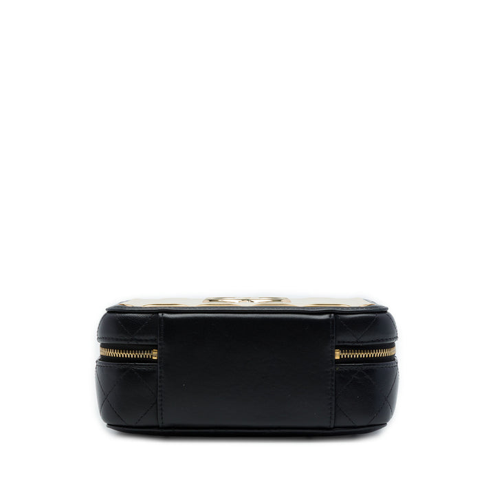 Chanel Golden Plate Vanity Moyen Cuir d'agneau Noir