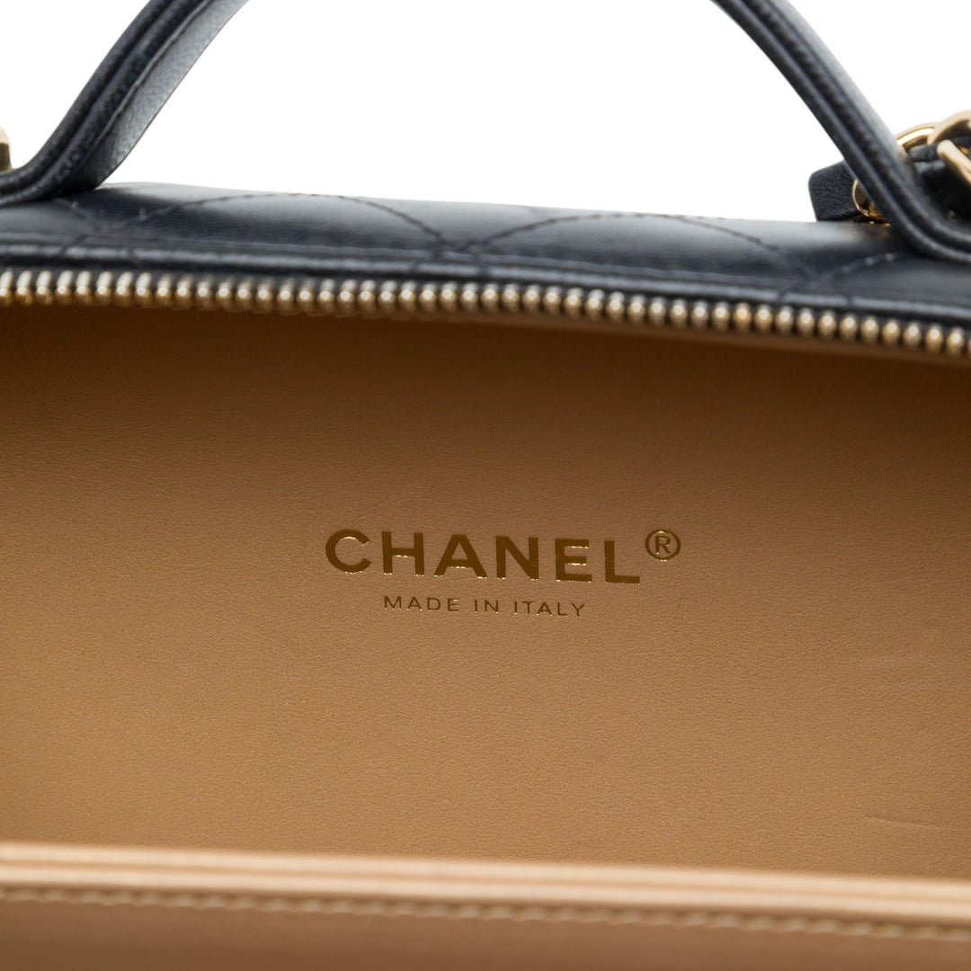 Chanel Golden Plate Vanity Moyen Cuir d'agneau Noir