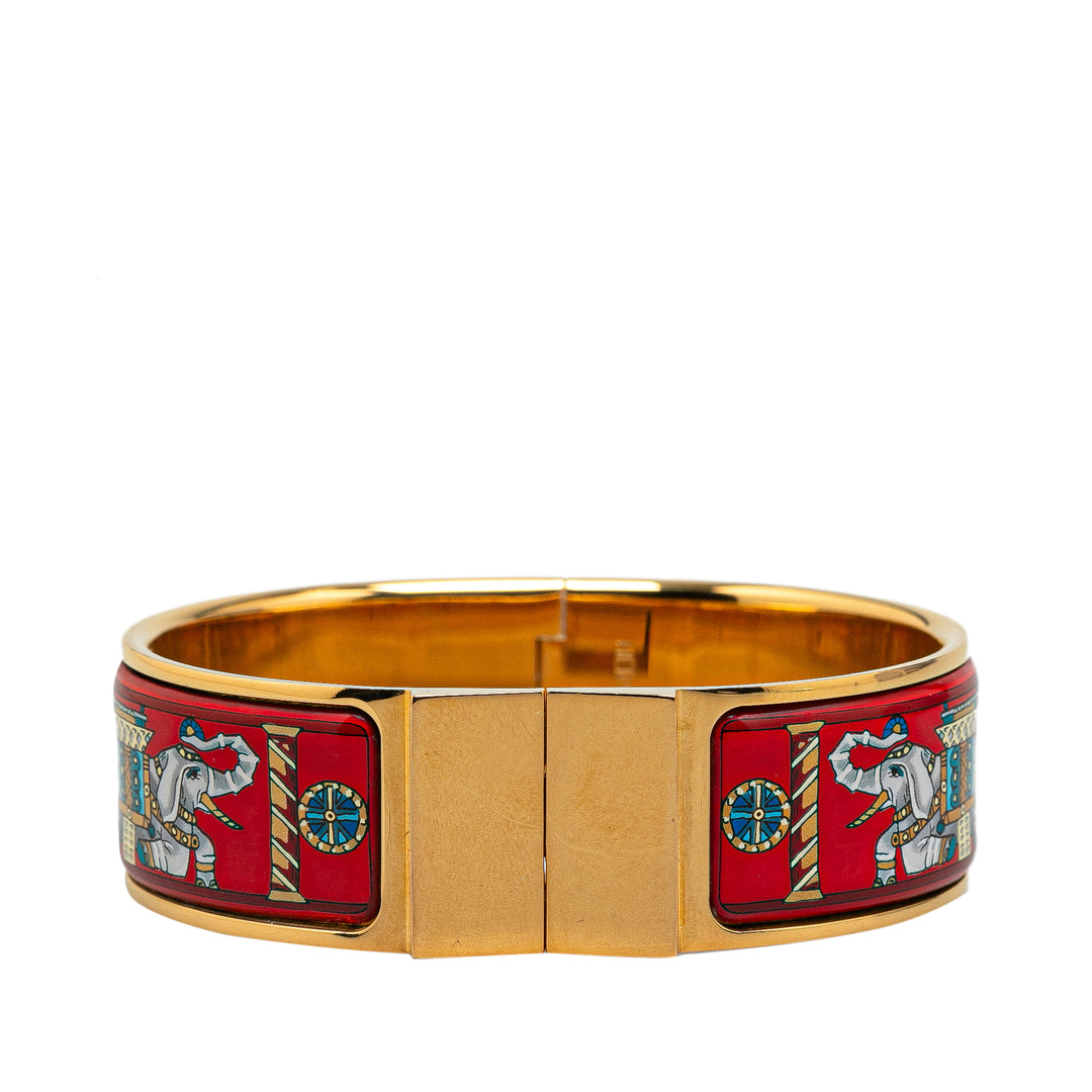 Wide Enamel Elephant Hinge Bangle 60 Red - Gaby Paris