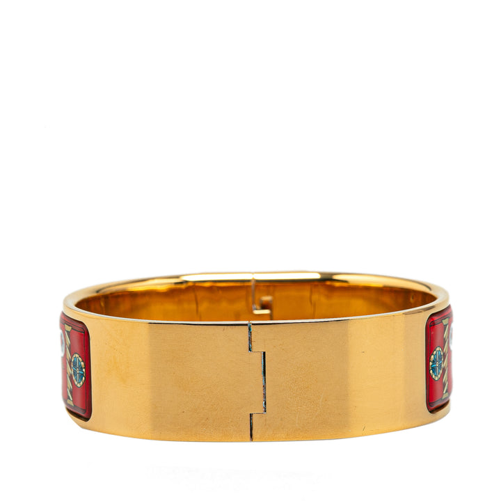 Wide Enamel Elephant Hinge Bangle 60 Red - Gaby Paris