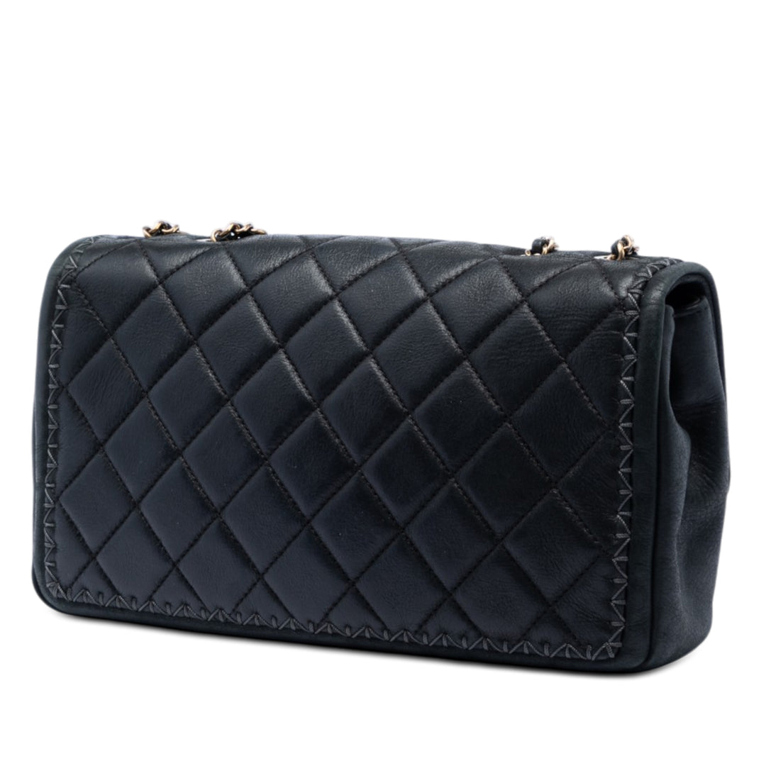 Chanel CC Matelassé Irisé Whipstitch Rabat simple Cuir de veau