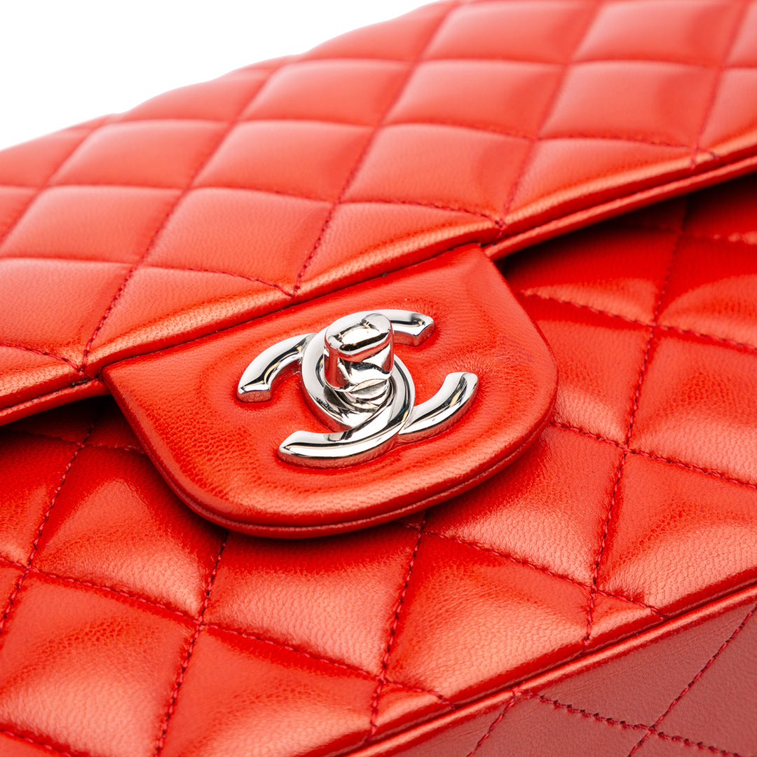 Medium Classic Lambskin Double Flap Red - Gaby Paris
