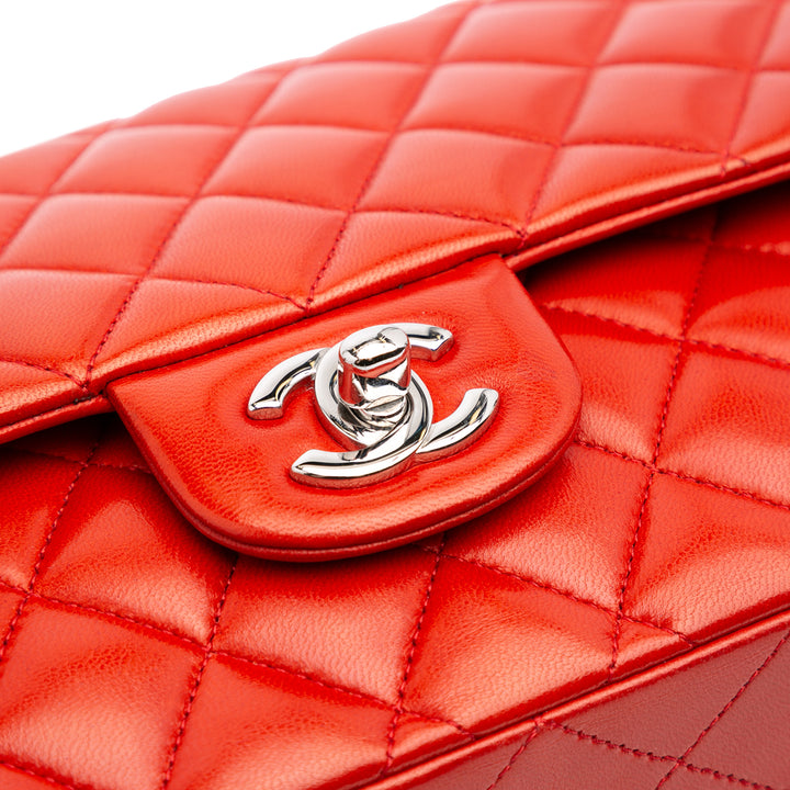 Medium Classic Lambskin Double Flap Red - Gaby Paris