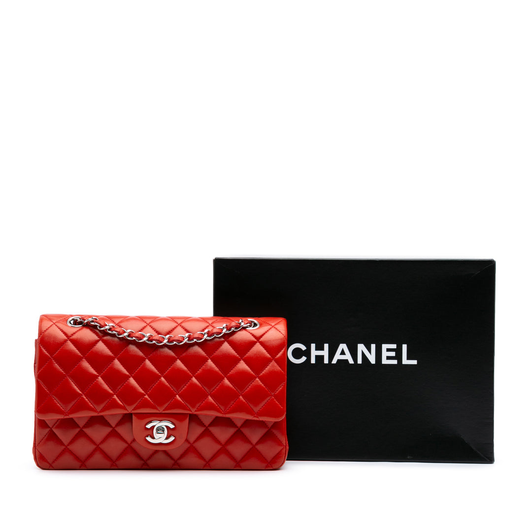 Medium Classic Lambskin Double Flap Red - Gaby Paris