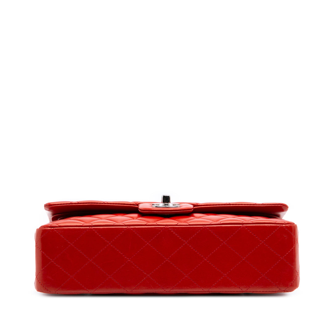 Medium Classic Lambskin Double Flap Red - Gaby Paris