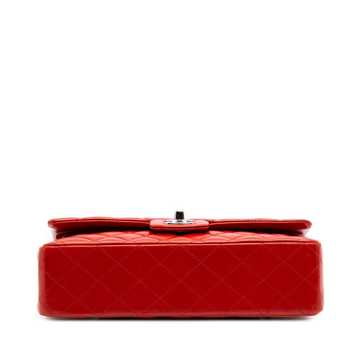 Medium Classic Lambskin Double Flap Red - Gaby Paris