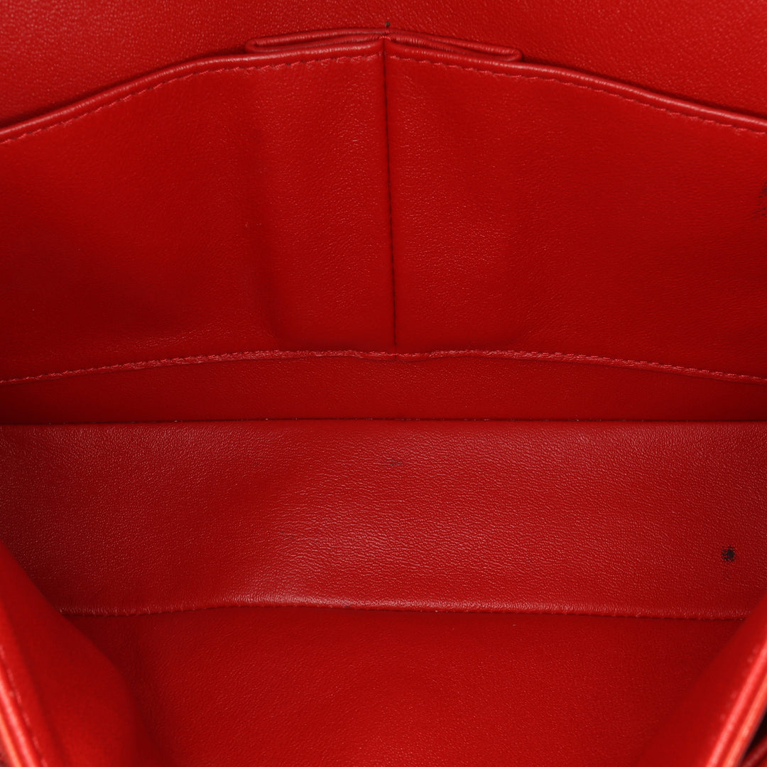 Medium Classic Lambskin Double Flap Red - Gaby Paris