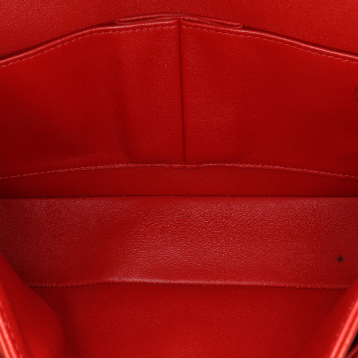 Medium Classic Lambskin Double Flap Red - Gaby Paris
