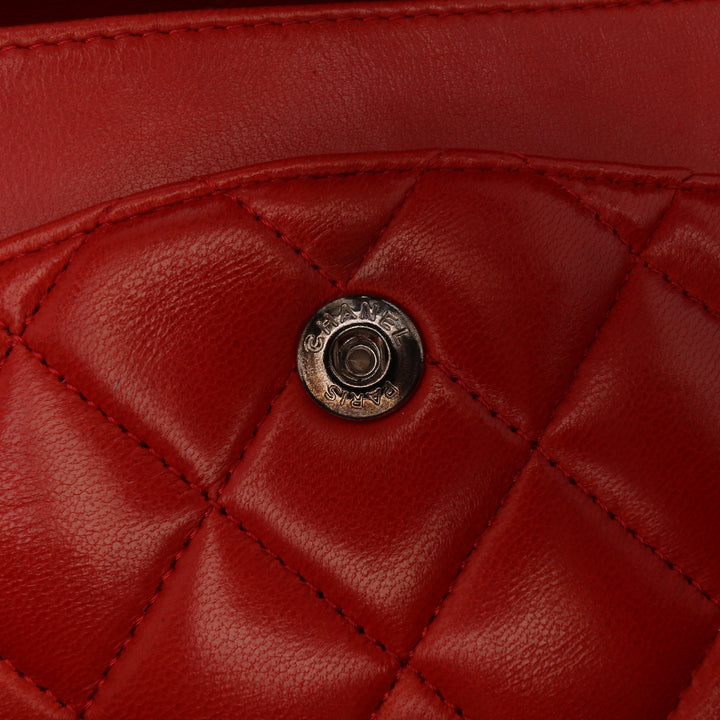 Medium Classic Lambskin Double Flap Red - Gaby Paris