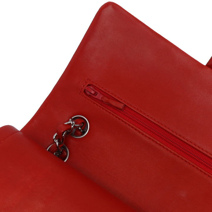 Medium Classic Lambskin Double Flap Red - Gaby Paris