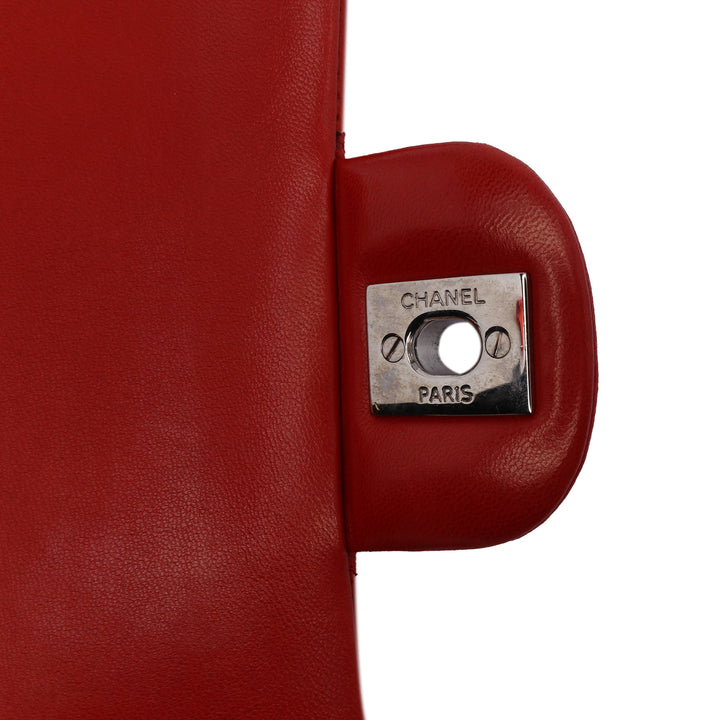 Medium Classic Lambskin Double Flap Red - Gaby Paris
