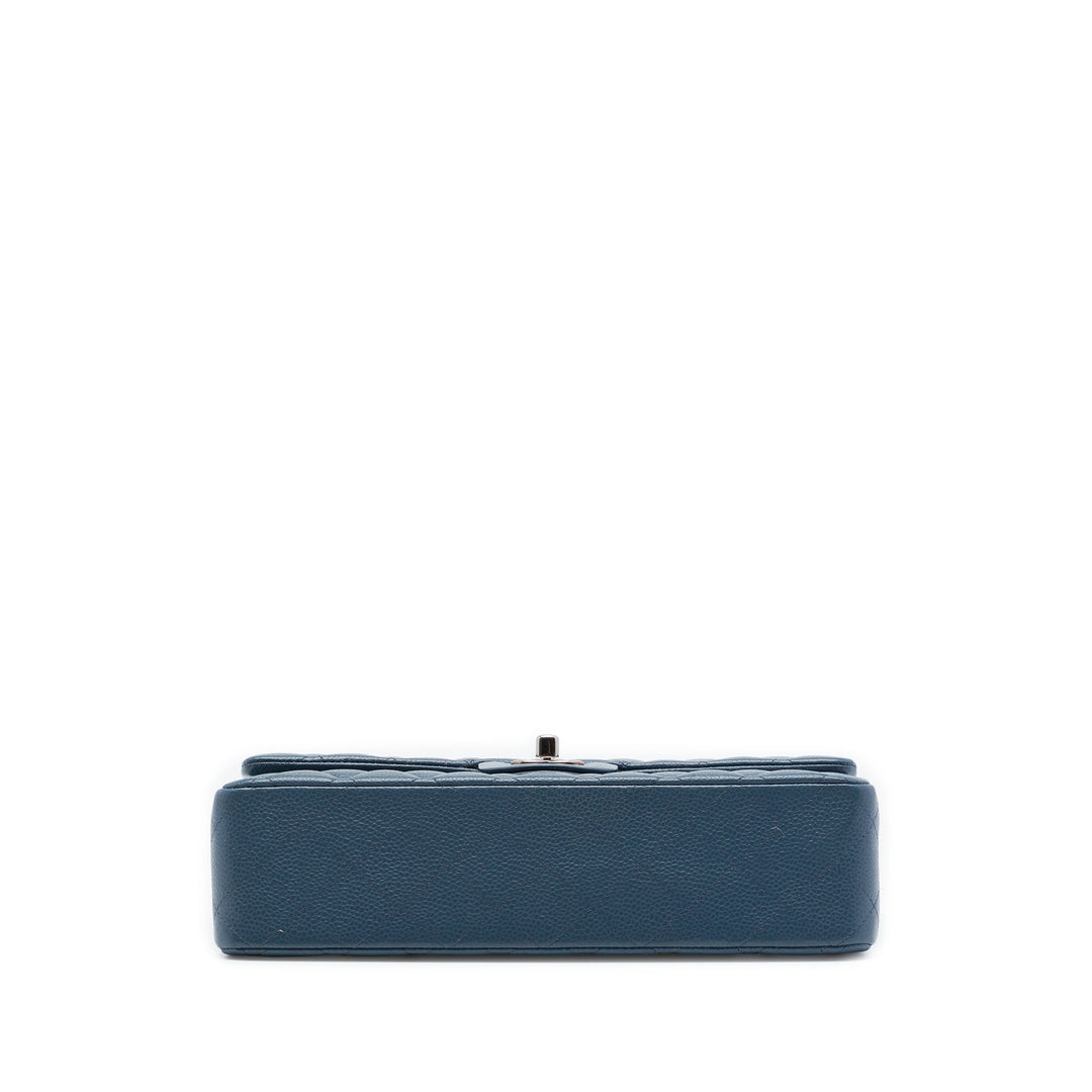 Classic Double rabat Moyen Cuir caviar Bleu