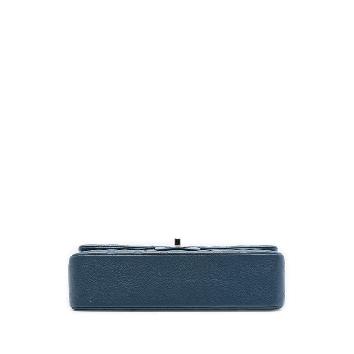 Classic Double rabat Moyen Cuir caviar Bleu