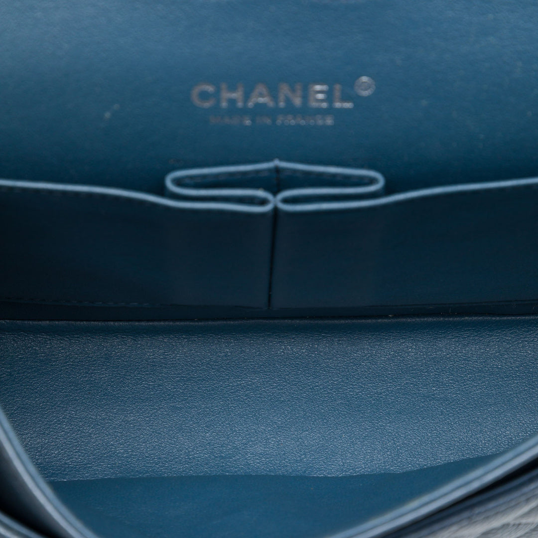 Classic Double rabat Moyen Cuir caviar Bleu