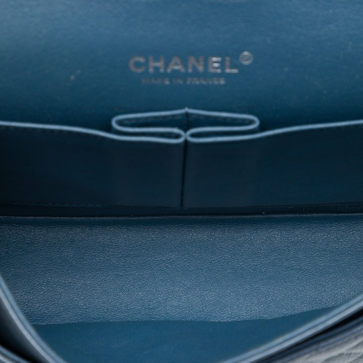 Classic Double rabat Moyen Cuir caviar Bleu