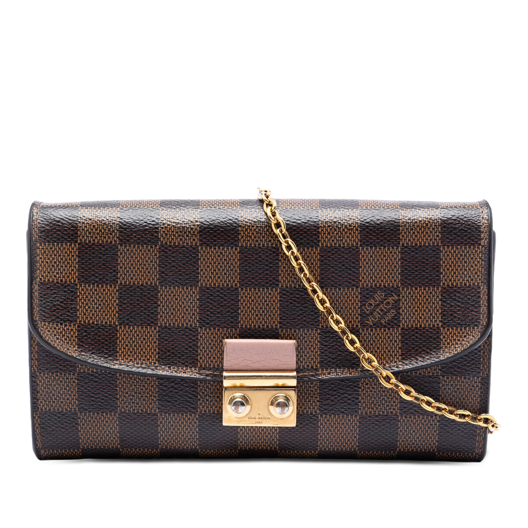 Louis Vuitton Damier Ebene Croisette Chain Portefeuille