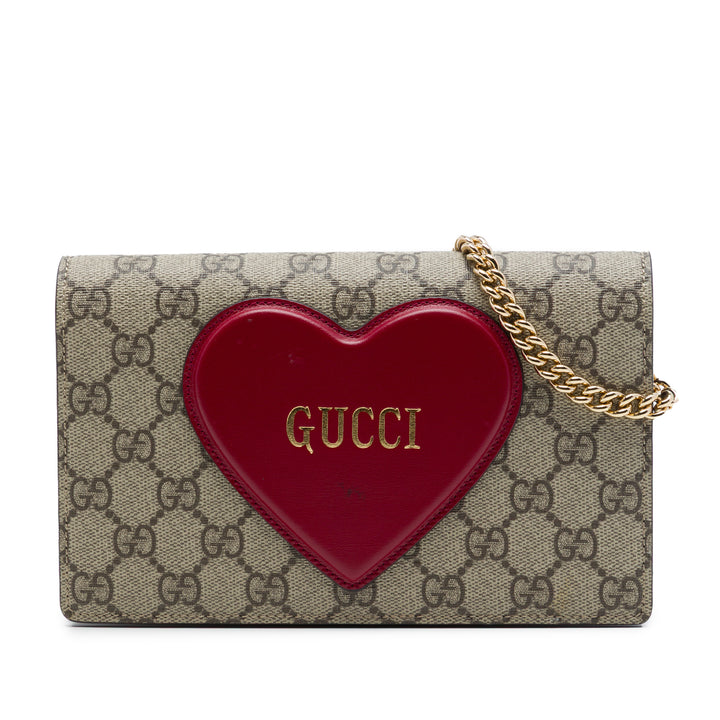 Heart Orné Wallet on Chain GG Supreme Rouge