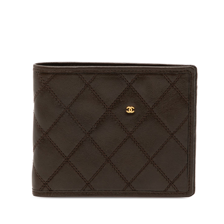 Chanel CC Double Surpiqué Cuir d’agneau Bifold Small Portefeuille