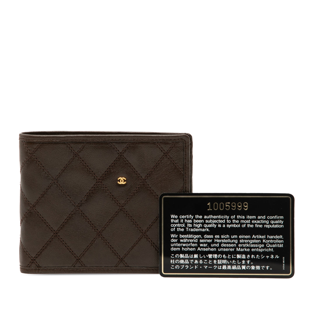 Chanel CC Double Surpiqué Cuir d’agneau Bifold Small Portefeuille