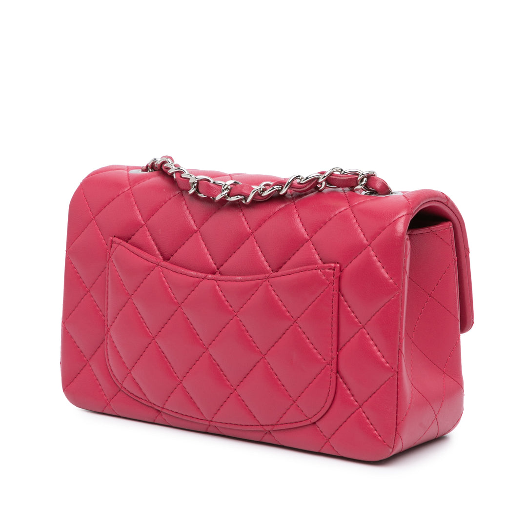 Mini Rectangular Classic Lambskin Single Flap Pink - Gaby Paris