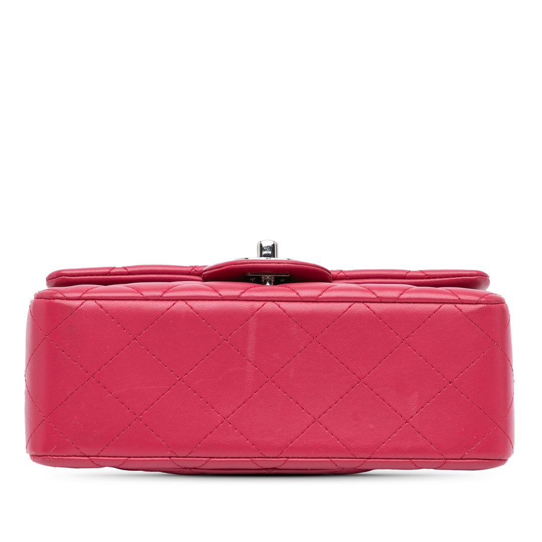 Mini Rectangular Classic Lambskin Single Flap Pink - Gaby Paris