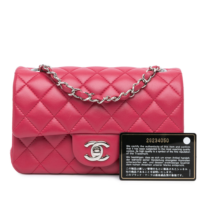 Mini Rectangular Classic Lambskin Single Flap Pink - Gaby Paris