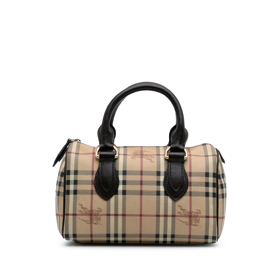 Small Haymarket Check Coated Canvas Chester Bowling Bag Brown - Gaby Paris