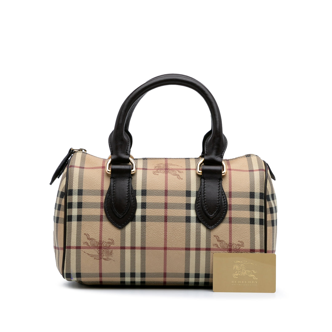 Small Haymarket Check Coated Canvas Chester Bowling Bag Brown - Gaby Paris
