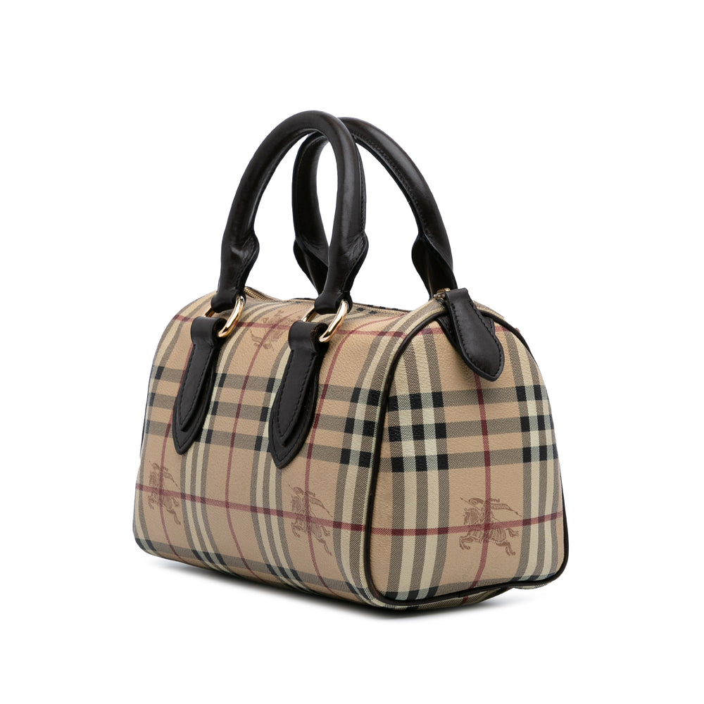 Small Haymarket Check Coated Canvas Chester Bowling Bag Brown - Gaby Paris