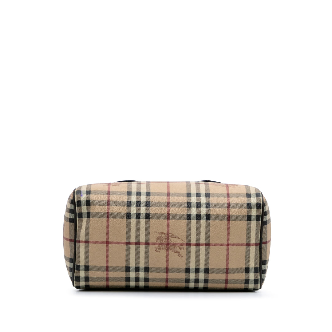 Small Haymarket Check Coated Canvas Chester Bowling Bag Brown - Gaby Paris